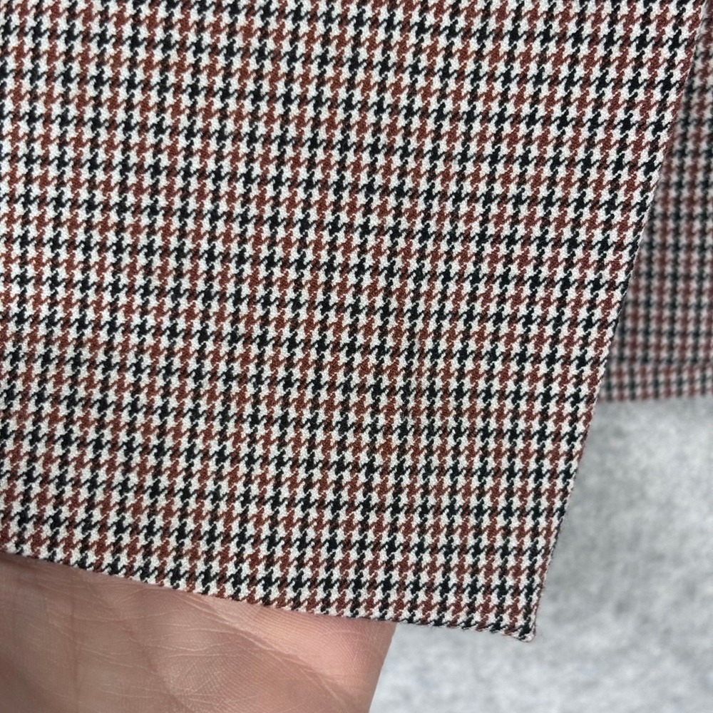 A New Day Mini Skirt Size 6 Brown Navy Houndstooth Plaid Faux Wrap Preppy School - Picture 4 of 12